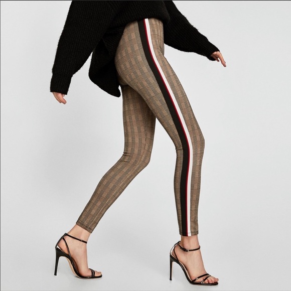 Zara Checked Leggings with Side Stripes - Picture 2 of 7